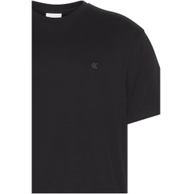 Resim Calvin Klein Erkek Logo Nakışlı Supima Pamuk T-shirt - Siyah Black 