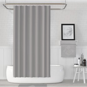 Resim Zethome Gri Banyo Perdesi 1x120x200 Tek Kanat Gri Duş Perdesi Halka Hediyeli 0010 