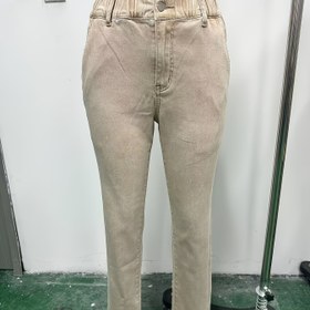 Resim Kadınlar İçin Dört Mevsim Haki Elastik Bel Düz Paça Şık Günlük Esnek Flare Kot Pantolon Yan Cepli 