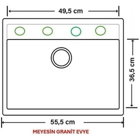 Resim Meyesin ME-55S Granit Tek Göz Mutfak Evyesi Siyah 50 x 55 CM 