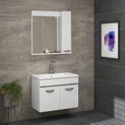 Resim Alfa Banyo Safi̇r Beyaz 65 cm Mdf Banyo Takımı-lavabolu banyo dolabı 