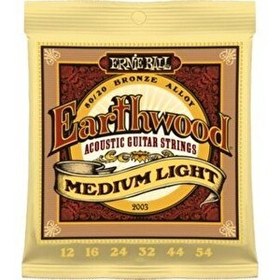 Resim Ernie Ball P02003 Earthwood Medium Light 80/20 Bronze 0.12 - 0.54 Akustik Gitar Teli 