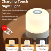 Resim 1 adet Dokunmatik LED Başucu Lambası - USB Şarj Edilebilir Yumuşak Göz Bakımı Işığı, Yatak Odası ve Çeşitli Odalar için Modern Plastik Tasarım, Taşınabilir Masa Lambası, Uyku için İdeal 