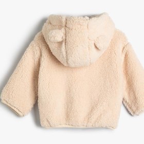 Resim Kız Bebek Basic Peluş Ceket Kapşonlu Uzun Kollu Fermuarlı 