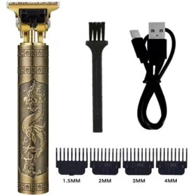 Resim Vintage Görünümlü Güçlü 4 Farklı Başlıklı USB Şarjlı Manuel Tıraş Makinası 