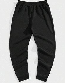 Resim Legnd Eagle Print Drawstring Waist Eşofman Altı Siyah 