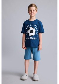 Resim Defacto Regular Fıt Baskılı 2li İndigo Pijama Takımı Erkek Çocuk H8193a826hsın120 İndigo-ın120 