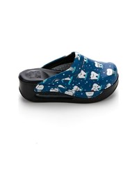 Resim iş Desenli Airmax Taban Bayan Hakiki Deri Sabo Terlik Mavi 