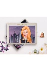 Resim Bk Gift Kişiye Özel Kadın Karikatürlü 1000 Parça Profesyonel Puzzle-75 