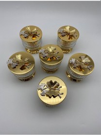 Resim 6'lı Ayaklı Gold Elysia Cam Magnolia Kasesi, Çerez, Tatlı Kasesi 