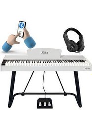 Resim Midex PLX-125WH Tuş Hassasiyetli 88 Tuş Bluetooth Taşınabilir Dijital Piyano (Stand Ve Kulaklık İle) 