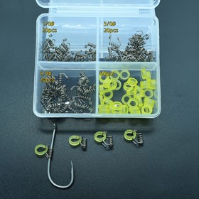 Resim 60 Adet/Kutu Asma Karides Kancası Aksesuar Seti 1/0# 3/0# 5/0# Yardımcı Barbell Klipsler Grouper, Snapper ve Deniz Balıkçılığı İçin 