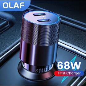 Resim Prestigegoods 68w Çift Usb Tip-c Araç Şarj Cihazı, Metal Otomatik Pd Adaptör, Hızlı Şarj, İphone 13/12 Uyumlu, Araba Ve Cep Telefonu İçin 