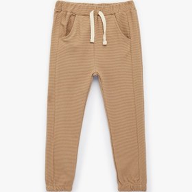 Resim Erkek Bebek Waffle Kumaş Pamuklu Beli Bağlamalı Lastikli Paça Jogger Eşofman Altı 