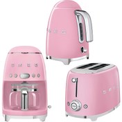 Resim Smeg 50's Style Pembe Kettle - 1x2 Ekmek Kızartma Makinesi Ve Filtre Kahve Makine Seti 