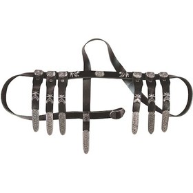 Resim Klasik Kafkas Çerkes Kemeri 140 Cm Gerçek Deri Siyah 