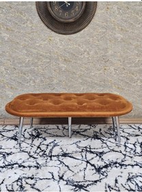 Resim Zafir Ufo Oturak Bench - Krom Kaplama Sivriltme Ayak - Oturak - Bench - Puf - Yatak Ucu Pufu Turuncu 