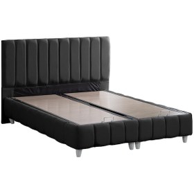 Resim Narva Tek Kişilik Baza Başlık Real Pedli Yatak Seti Antrasit 90 x 200 