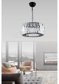 Resim İstanbul Avize Venüs 22 CM Siyah Kristal Taşlı Avize Siyah 