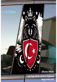 Resim Kurt Türk Sticker Yan Kapı Direk Kaplama 2li Sol Sağ Takım Yapıştırma 