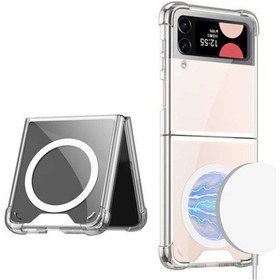 Resim Galaxy Z Flip 4 Kılıf Wireless Şarj Özellikli Airbagli Kıpta Anti Shock Magsafe Kapak 