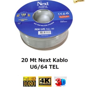 Resim Vwin 20 Metre U6/64 TEL Next Hazır Gold Uçlu Anten Kablosu Full HD 3D 4K (Tak Kullan) 