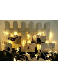 Resim 10'lu LED Işıklı Fotoğraf Mandalları ( Lisinya ) 