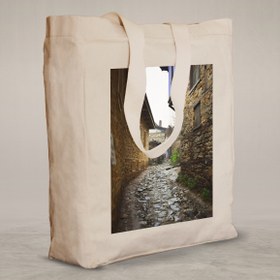 Resim Knitted Handle Canvas Bag - 7 