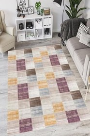 Resim Patchwork Westa Kaymaz Tabanlı Yıkanabilir Antibakteriyel Dijital Baskı Patchwork Halı Kilim, PW-8056A-WST-100X400 