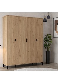 Resim 6401 Neva 4 Kapılı 200 Cm Gizli Çekmeceli Gardırop , Elbise Dolabı , Genç Odası Sepet 