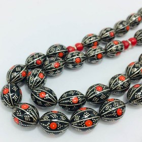 Resim OSMANLI SARAYI YÜSUR GÜMÜŞ KRMZ 13X15 TESBİH 