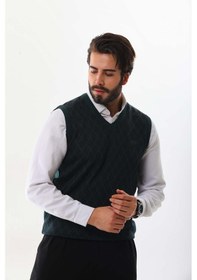 Resim Pelikan Erkek Çizgili V Yaka Süveter 7605 Yeşil 
