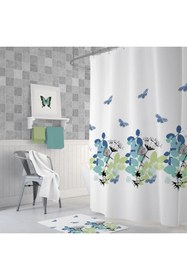 Resim Tropikhome Çiçek Desen Duş Perde Tek Kanat Banyo Perdesi, Küf Tutmaz Banyo Perdesi 180x200 Duş Perdesi 