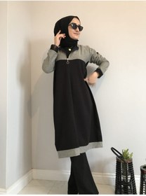 Resim AYSUN AYDEMİR Siyah Gri Fermuarlı Eşofman Takımı 