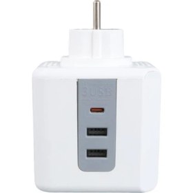 Resim Vea VE-23089 3 Soketli 2xusb+Type-C Çocuk ve Termal Korumalı Priz 