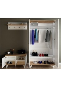 Resim AE-1075 Poli Vestiyer Takımı 2 Kapaklı Beyaz Askılıklı 