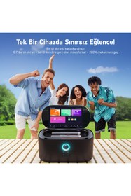 Resim Ikarao Partybox Shell S1 280W Karaoke Bluetooth Hoparlör Seti, Dahili 10.1" Tablet, 2 Adet Mikrofon 