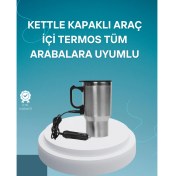 Resim Allzey Seyahat Tipi Araç Çakmaklı Isıtıcı Çelik Termos Bardak 