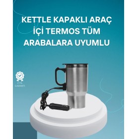 Resim Allzey Seyahat Tipi Araç Çakmaklı Isıtıcı Çelik Termos Bardak 