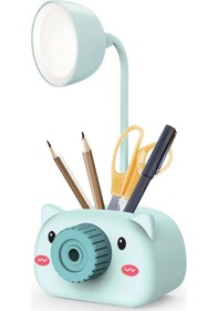 Resim Neevoyu Kartun Domuz Desenli Usb Şarjlı Led Göz Koruyucu Lambalı, Kalem Traşlı Ve Telefon Tutuculu Çok Fonksiyonlu Kalemlik - Mavi 2192a 