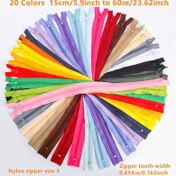 Resim 20 Renk Karışımı 15.24cm'den 58.42cm'ye No. 3 Naylon Bobin Fermuar, Dayanıklı ve Pürüzsüz Kayma, Dikiş Malzemeleri, El Sanatları, Giyim, Cep, Çantalar, Yastıklar, Kalem Kutuları, Kot Pantolonlar, Denim Etekler, Kendiliğinden Kilitlen 