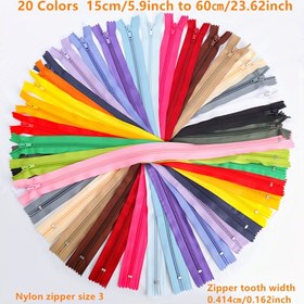 Resim 20 Renk Karışımı 15.24cm'den 58.42cm'ye No. 3 Naylon Bobin Fermuar, Dayanıklı ve Pürüzsüz Kayma, Dikiş Malzemeleri, El Sanatları, Giyim, Cep, Çantalar, Yastıklar, Kalem Kutuları, Kot Pantolonlar, Denim Etekler, Kendiliğinden Kilitlen 