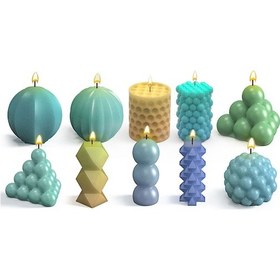 Resim Epoksi Reçine Silikon Kalıp Taş Tozu Yuvarlak Daire Bubble Mum Kalıbı Çok Renkli 