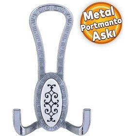 Resim Palmira Portmanto Vestiyer Duvar Askısı Metal Dolap Elbise Askılığı Krom Beyaz Desenli 