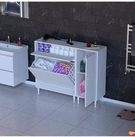 Resim Modilayn Yenice 110x97x32, 5 Cm 3 Raflı Ve 3 Sepetli Dolap İle Çamaşırlarınız Artık Daha Düzenli Beyaz 