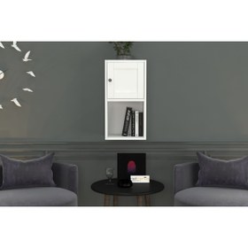 Resim Kitaplikli Kapakli Duvar Rafi Beyaz 35 Cm Dvr-1040 