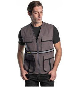Resim Şensel, Reflektörlü Yelek, Gri-Siyah -118E3637- İş Yeleği-Vest 