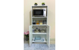 Resim Irmak Mobilya 2 Kapaklı Bölmeli Mikrodalga Fırın Dolabı, Çok Amaçlı Mini Fırın Mutfak Dolabı 