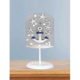 Resim Mekta Home Bebek ve Çocuk Odası Çapa Desenli Gri Abajur 