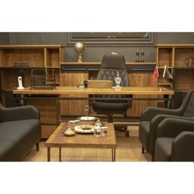 Resim Deryawood Masif Ağaç Ofis Takım 230 Cm 